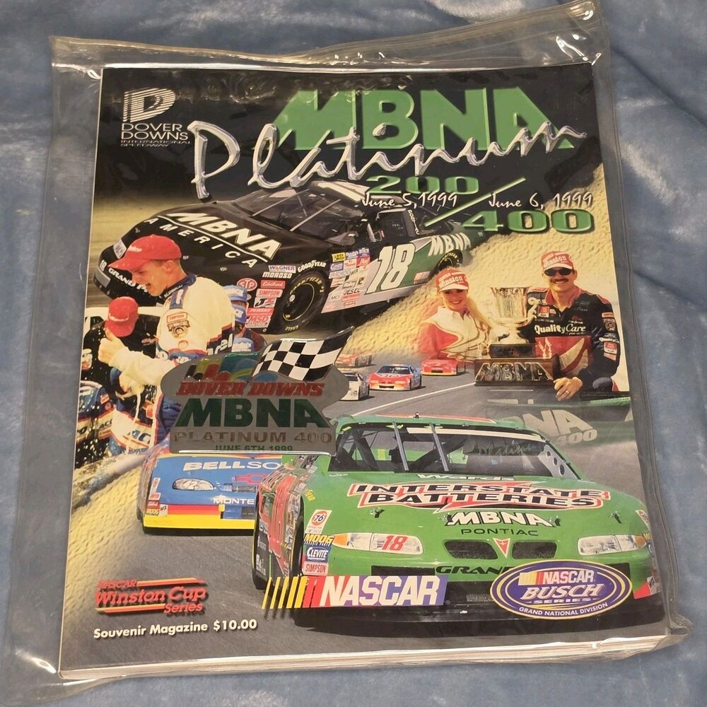 BOBBY LABONTE 1999 MBNA PLATINUM 400 DOVER NASCAR WIN PROGRAM BOOK WITH PIN